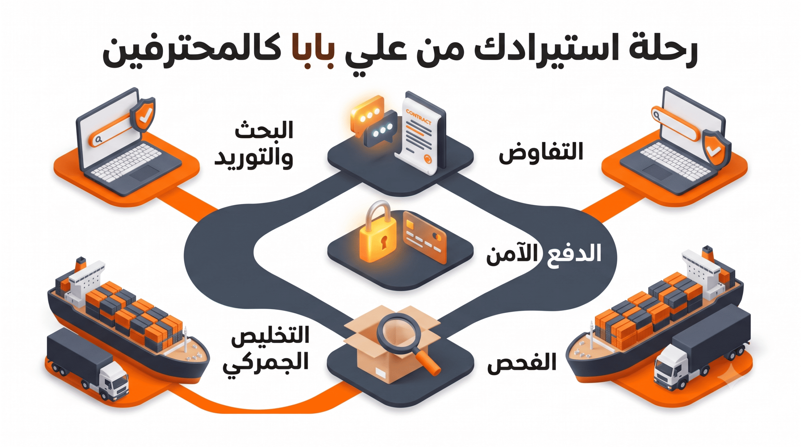 إنفوجرافيك يوضح خطوات الاستيراد من علي بابا كالمحترفين